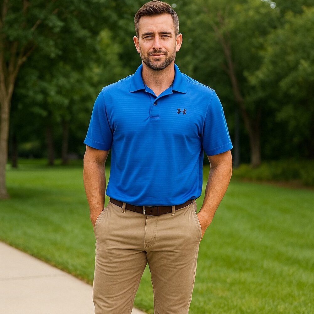 Under Armour Golf Polo HeatGear Athletic Golf Shirt Men L Outdoor Sporty‎ Preppy